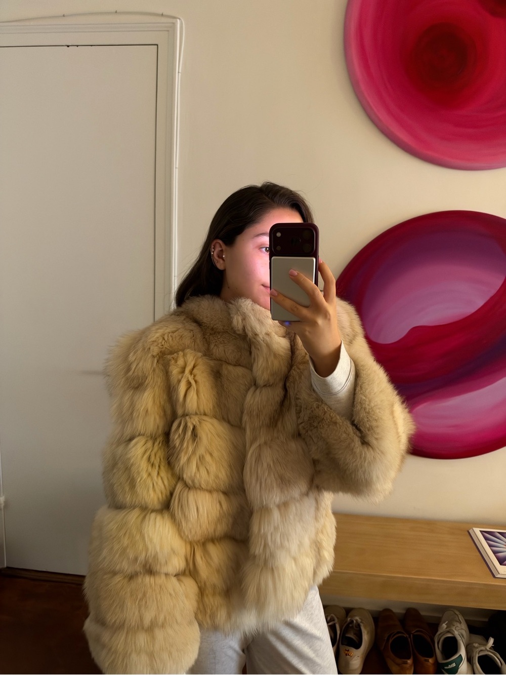 100% Authetic Fox Fur Coat - Golden Ivory
